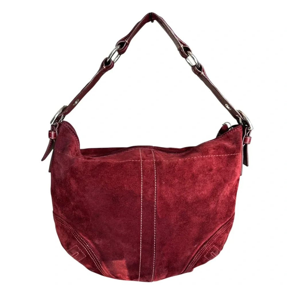 Vintage Coach Soho Red Suede Hobo Shoulder Bag - Picture 6 of 15
